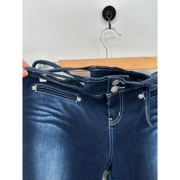 Generation Kiss Dolls Kill Acid Washed Flare Denim Jeans Women XXL Cut Out Waist - Picture 4 of 8